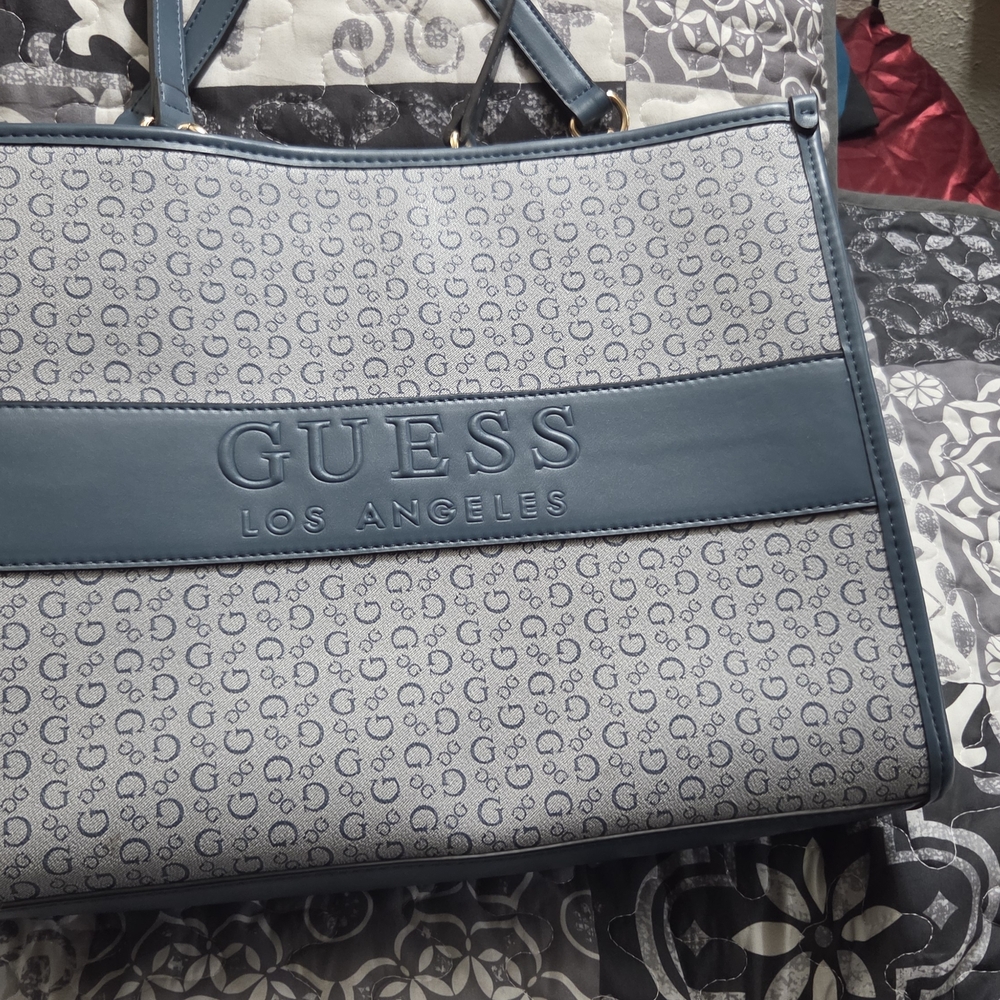 Guess Women's Blue Monogram Tote
